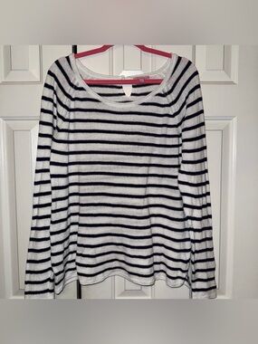 Lilly Pulitzer Navy and White Striped Lightweight Sweater Size XL